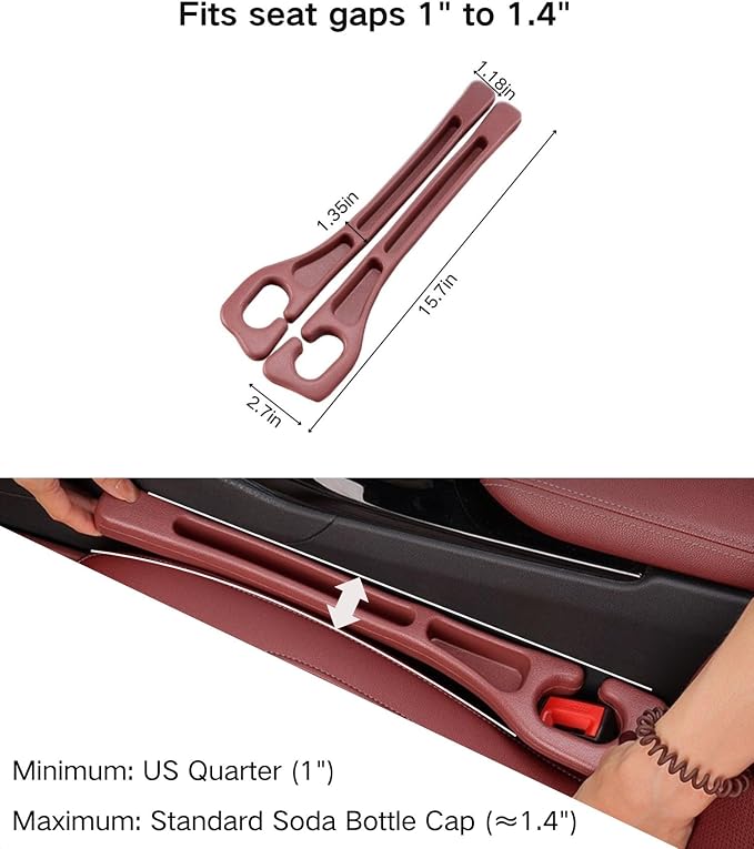 Car Seat Gap Filler 2 Pack, Anti-Drop Seat Gap Plug Blocker with Storage, Universal Car Seat Gap Organizer Stops Items from Falling, Fits Cars, SUVs, Trucks, Car Interior Accessories (brown)
