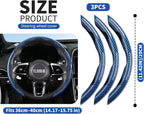 Universal Steering Wheel Cover,Carbon Fiber,3pcs Set(blue) | Clip-On Segmented Fit;Carbon Fiber Look;Fits Most 14-16 in Round or D-Shaped Wheels;Easy Wipe Clean;Non Slip;4 Colors