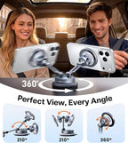 2026 Upgraded Vacuum Car Phone Holder for MagSafe Car Mount [98+ LBS Strongest Suction | 24 N58 Magnets] 360° Adjustable Magnetic Phone Holders for Your Car, for iPhone 17-12 Pro Max Plus Air