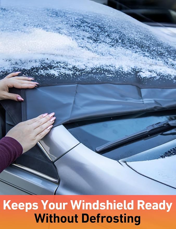 Car Snow Cover Compatible for Mazda CX5 CX50 | Windshield Cover for Ice and Snow with S-Hook Straps | Heavy-Duty 600D Oxford Winter Car Cover, Waterproof & Anti-Slip