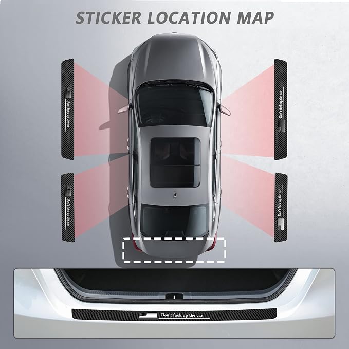 5PCS Car Door Sill Protector,Carbon Fiber Sport Threshold/Rear Bumper Guard Anti-Scratch Sticker Door Edge Protection Decorate,Interior Accessories Self-Adhesive Anti-Scratch Waterpoor (US Flag-5Pcs)