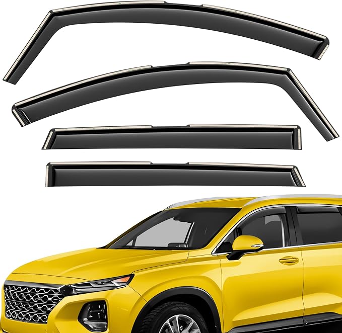 Extra Durable Window Deflectors in-Channel Window Visors Rain Guards Fit for Hyundai Santa Fe 2019-2023, Sun Visors, Wind Vent for Shades, Exterior Car Accessories - 4pcs. AG0728