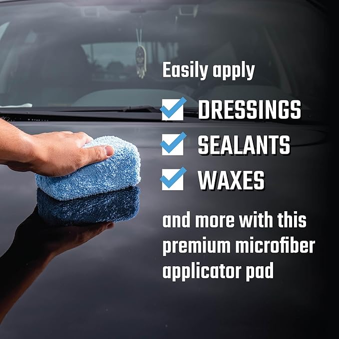 Premium Grade Microfiber Applicator Pads - 2 Pack - Ultra-Soft Foam Core Detailing Pads for Wax, Sealant, Dressing, Interior & Exterior Car Care (MIC_292_02)