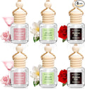 6 Pack Car Air Freshener, Long Lasting Natural Essential Oil Fragrance Diffuser - Pink Sparkle Champagne, Moonlit Gardenia & Nocturne Rose, Hanging Female Perfume Car Accessories Decor Gift