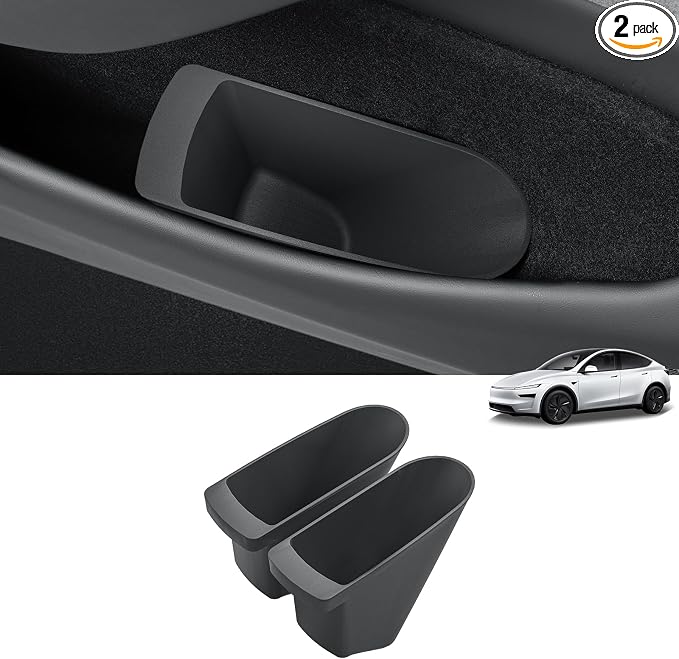 2PCS Front Door Side Pocket Box for Tesla Model Y Juniper 2025+ | 2026 Juniper Accessories, Standard/Premium/Performance, Front Door Storage Oragnizer, TPE, Black