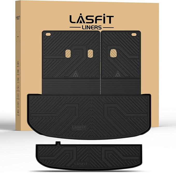 Cargo Trunk Mat & Backrest Mats for Hyundai Palisade 2025 2024 2023 2022 2021 2020 All Weather TPE Custom Fit Car Trunk Mats Cargo Liner & Seatback Mats Accessories, Black