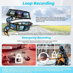 VSYSTO Dual 2K Motorcycle Dash Camera, 5G WiFi High Speed Video Download, Parking Monitoring, Starlight Night Vision Front and Rear Cameras, GPS, LED Light Wired Controller