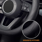 Black Steering Wheel Cover, Universal 15 inch, Microfiber Leather Black, Soft and Odorless, Durable Leather Cover with Anti-Slip Lining