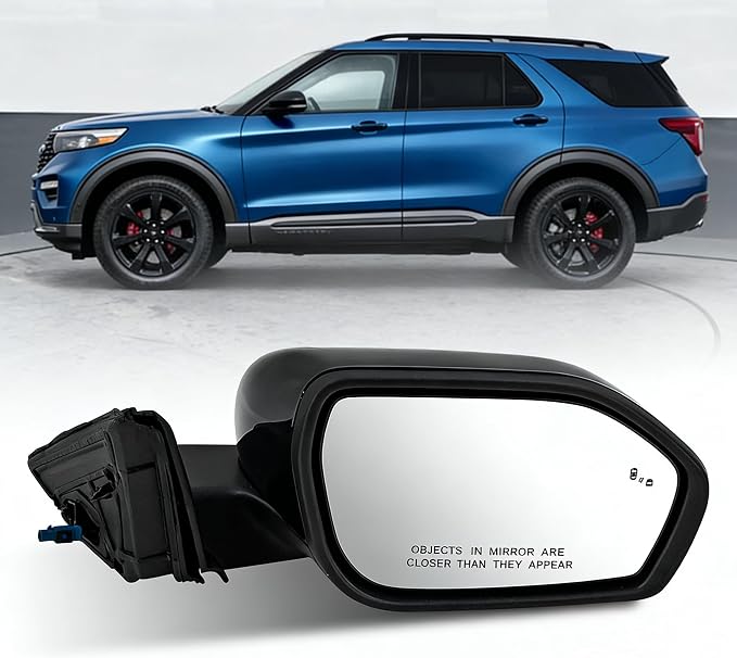 Right Passenger Side Mirror Compatible with Ford Explorer 2020-2025 With Power Folding Power Adjust Blind Spot Puddle Light Turn Signal Mirror Memory Camera Replace MB5Z17682CC (13+1 Pins)