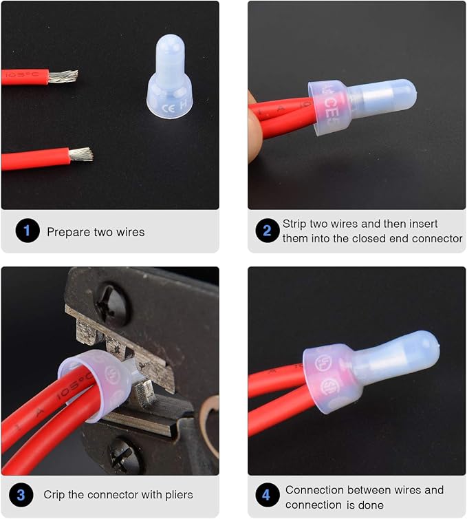 50036R Closed End Crimp Terminal 300 pcs 22-16/16-14/12-10 Gauge Nylon Wire Connector Kit,2 Years Warranty