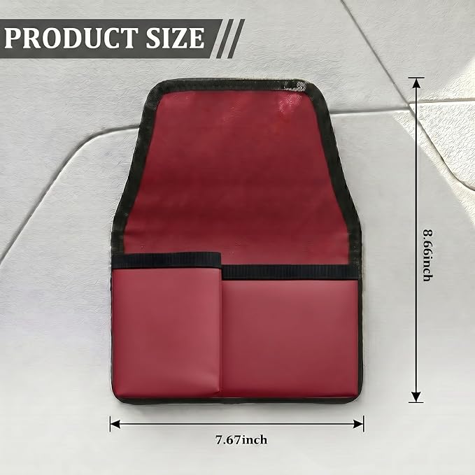 Car Window Armrest Storage Box, Comfortable Leather Vehicle Door Side Arm Rest Pad Organizer Bag, Multi-Function Automotive Window Armrest Storage Pocket, Universal for SUV Van Truck (Red)