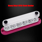 6 x M10 (3/8") Studs Power Distribution Block Bus Bar 12V, 7" HD 300A Marine BusBar Battery Distribution Block W/Cover for Car Boat Solar (Red)