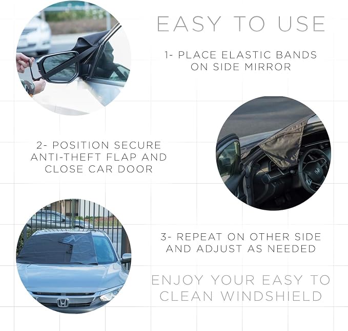 Windshield Snow Cover Ice Removal Wiper Visor Protector All Weather Winter Summer Auto Sun Shade for Cars Trucks Vans and SUVs Stop Scraping with a Brush or Shovel