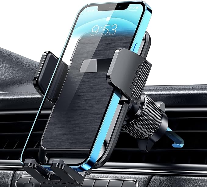 Phone Mount for Car Vent [Upgraded Metal Clip] Cell Phone Holder Car Hands Free Cradle in Vehicle Car Phone Holder Mount for Smartphone, iPhone, Cell Phone Automobile Cradles Universal
