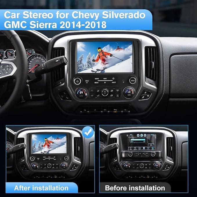 Android 13 Car Radio Compatible for Chevrolet Silverado/GMC Sierra 2014-2019,10 Inch Wireless CarPlay Android Auto Head Unit Stereo Built-in DSP WiFi SWC Type-C Fast Charging [2G+64G]