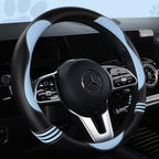 Car Steering Wheel Covers for Women Girl Padded Carbon Fiber PU Leather Cute Cartoon Auto Interior Accessories for Jeep, Truck, Universal, Anti Slip, Blue, Large Size, 15.2-16in