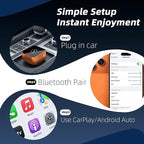 2026 Mini Wireless Carplay Adapter, Upgrade Wired to Wireless for Carplay & Android Auto, Plug And Play, Fast Auto-Reconnect Stable Control, Zero Delay Car Play for Iphone Ios 10+, Android 11+, Orange