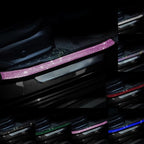 Car Door Sill Protector with Bling Rhinestones 2PCS Edge Guard Scuff Cover Anti-Scratch Strip Sticker Bumper Protector for Truck Car 1.96"x 23.62" (Pink)