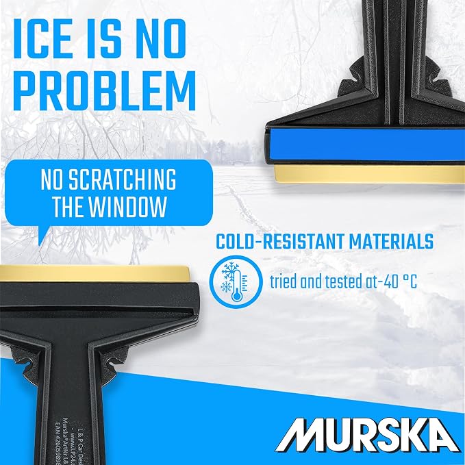 Car Ice Scraper Brass Blade - fast, easy & efficient - [ 2 Pack ] Ice Scrapers for Car Windshield Ice Scraper - Brass Ice Scraper for Car - Original Murska from Europe - for Winter A054-2
