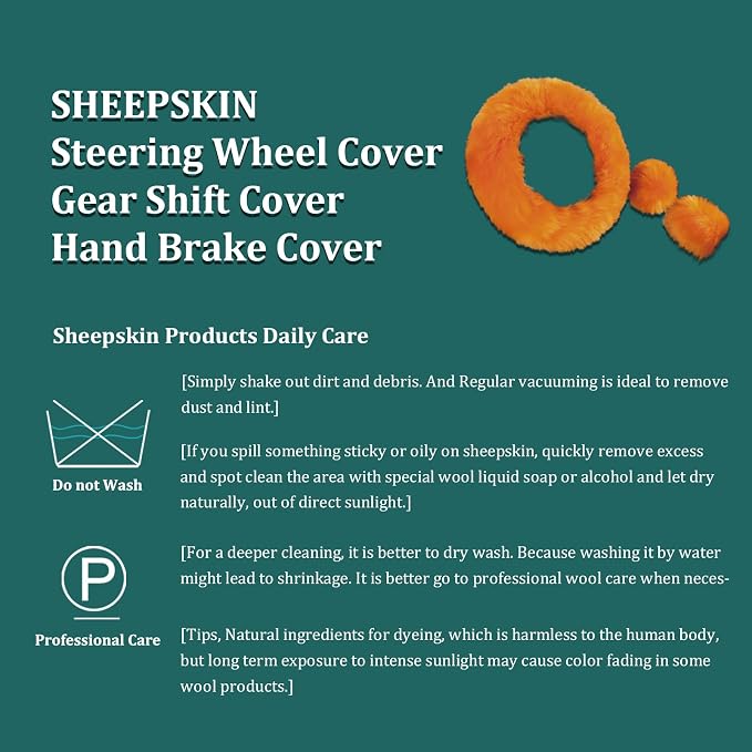 Fuzzy Genuine Sheepskin Steering Wheel Cover Set for Women Parents-Fluffy Soft Australian Merino Wool Wrap with Gear Shift and Hand Brake Covers, Cozy Stylish Luxury Car Accessories (Dark Purple)