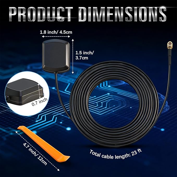 23FT Satellite Radio Antenna Compatible with Sirius XM, Magnetic Mount, SMB Connector 2320-2345MHz, for Car Receivers, Includes Trim Removal Tool