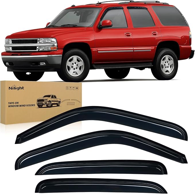 Window Rain Guards for Chevy Tahoe/GMC Yukon 2000 2001 2002 2003 2004 2005 2006, Out-Channel Window Visors Vent Wind Deflectors-4PCS