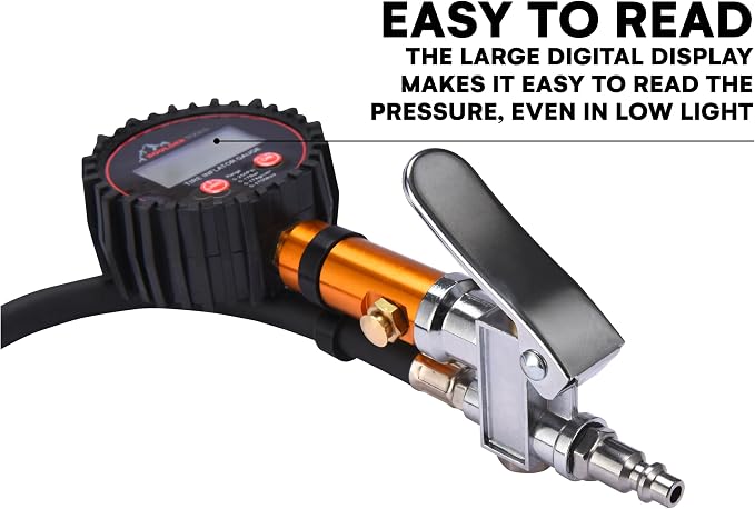 Tire Pressure Gauge with Inflator - Digital Tire Pressure Gauge, 0-250 PSI Heavy Duty Tire Inflator Gauge with Air Chuck Lock & Bleed Valve, Air Compressor Accessories