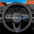Custom-Fit for Alfa Romeo Steering Wheel Cover, Premium Leather Car Steering Wheel Cover with Logo, Non-Slip, Breathable (C-Style,for Alfa Romeo)
