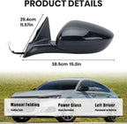 Left Driver Side Mirror Compatible with 2018-2025 Honda Accord LX Sport 1.5T Power Glass | Non-Heated | Paint to Match Repalces HO1320328 76258-TVA-A02 (3Pins-Black)