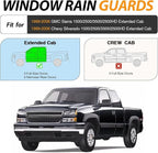 Window Visors for Chevy Silverado/GMC Sierra 1500/2500/3500/2500HD Extended Cab 1999-2006, Out-Channel Window Wind Deflectors Rain Guards -4PCS