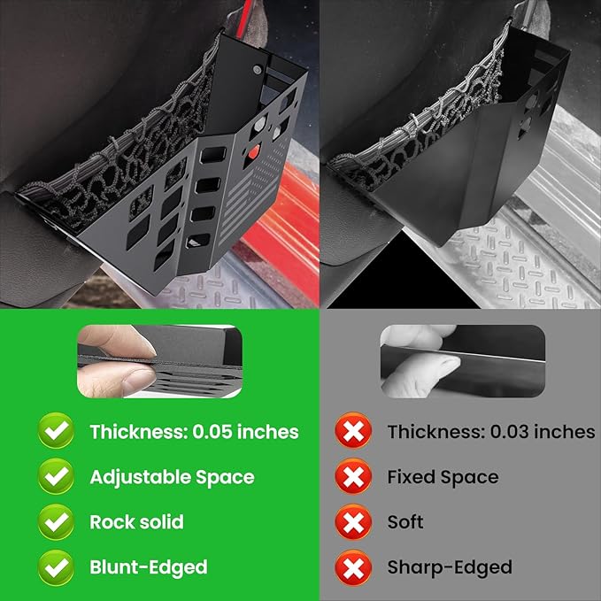 Upgraded Metal Front Door Pocket Storage Box for Jeep Wrangler JK JKU 2018 2017 2016 2015 2014 2013-2007 2/4 Door Accessories, Adjustable Door Organizer Molle Panels, Flag, 2PCS