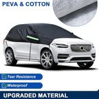 Universal SUV Half Car Cover Waterproof All Weather, Hail Protector Car Body Covers Outdoor Indoor for All Season Windproof Dustproof UV Resistant Snowproof Protect Your Windshield and Roof