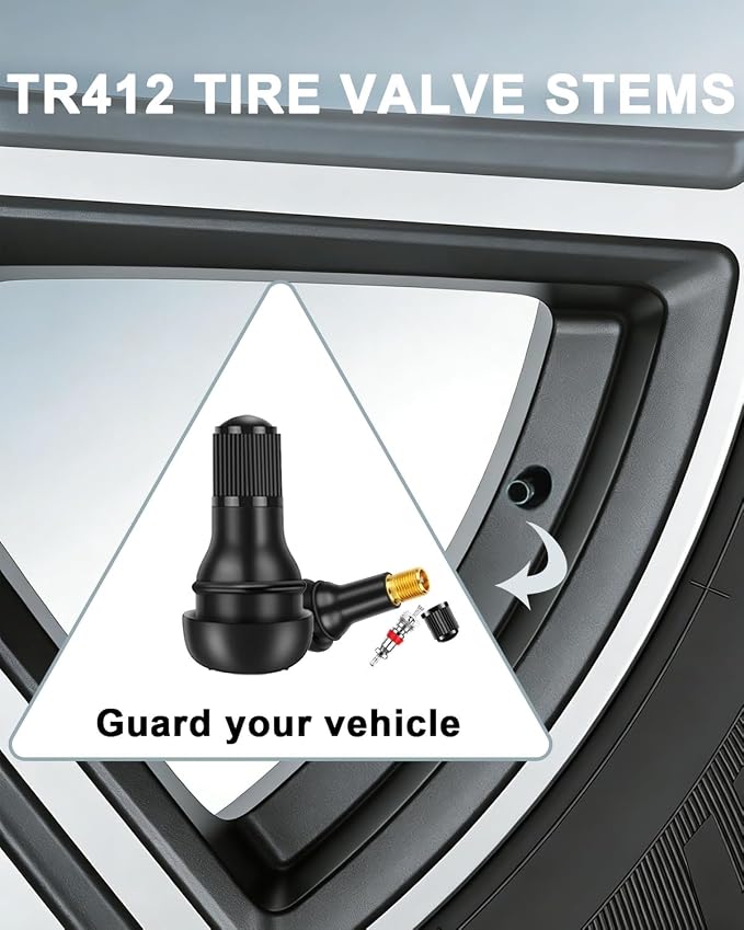 5 Pcs TR412 Rubber Snap-in Tire Valve Stems - Fits Standard 0.453" Rim Hole for Car, Truck, SUV, Trailer Tires