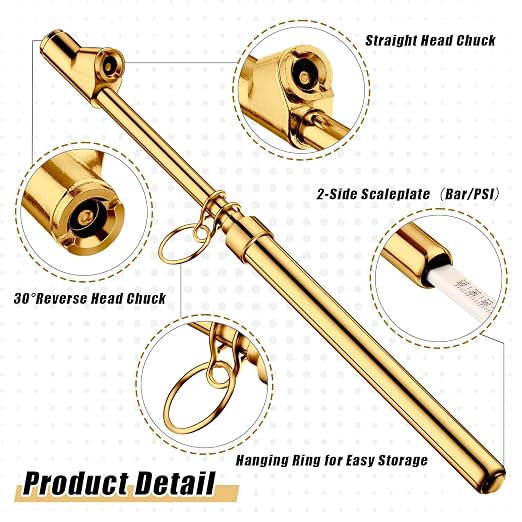 20 Pack Dual Head Tire Pressure Gauge Heavy Duty Air Pressure Tire Gauge for Auto Truck Car RV Van Gage Range 10-150PSI, 1-10Bar (Gold)