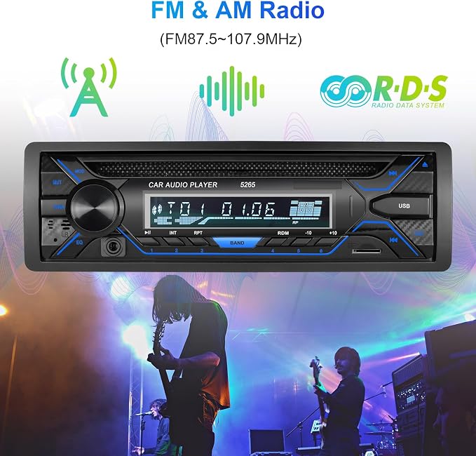 Single Din Bluetooth Car Stereo with CD DVD Player, Single Din Radio with Bluetooth AM/FM AUX/USB/SD Card Playback