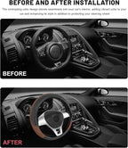 Sun Walker Steering Wheel Cover, 15 inch Breathable Steering Wheel Protector with Anti-Slip Lining, Comfortable Wheel Wrap Cover for Most Vehicles, Universal Car Accessories (Coffee)