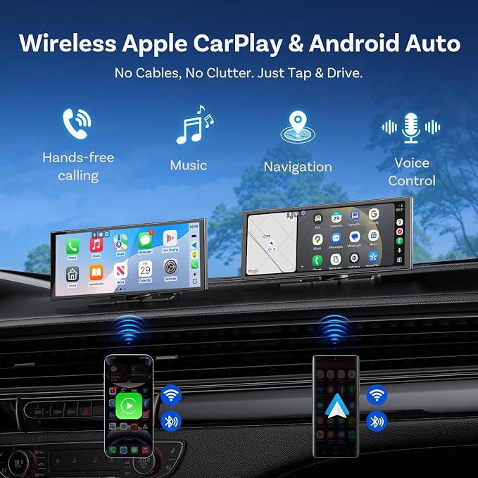 OTTOCAST OttoScreen AI 11.4" Wireless Carplay Screen for Car, Gemini AI Voice Control, Android Auto, Netflix YouTube Google Play, Dual WiFi Dual Bluetooth, 1080P Backup Camera, 8-Core Android 15