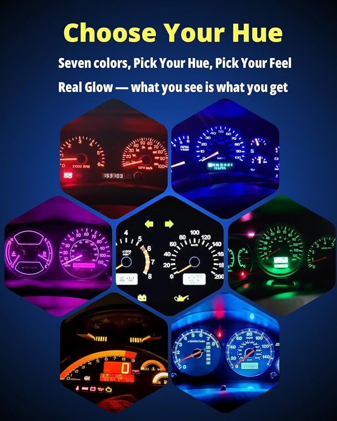 74 Led Bulb Dash Lights Super Bright T5 2721 37 86 286 Wedge PC74 Twist Socket Automotive Instrument Panel Gauge Light Kits Cluster Shift Indicator Interior Bulbs Green Pack of 20