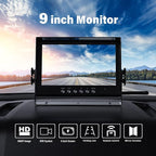 1080P Wired Backup Camera System Kit,9" HD DVR Monitor with IP69 Waterproof Reverse/Side View Camera for RV Truck/Semi Box Truck/Trailer A9