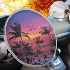 Steering Wheel Sun Shade Cover, Palm Tree Steering Wheel Cover Sun Shade, Aluminum Foil Auto Interior Protector Anti-Heat Steering Wheel Shield Accessories for Women, Dinosaur