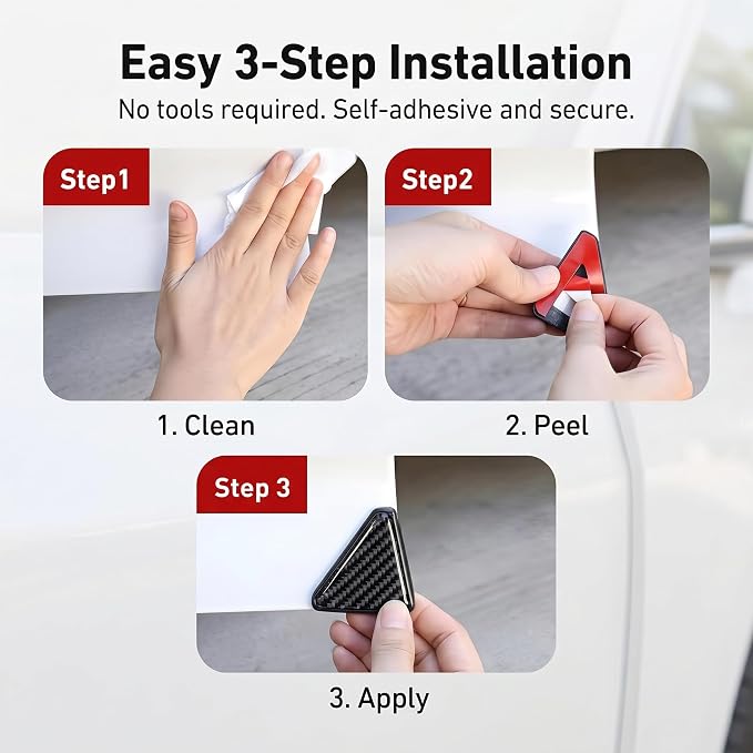 2 PCS Car Door Corner Edge Guards, PVC Thickened Anti-collision Protector, Carbon Fiber Sporty Right-angle Decorative Sticker, Self-adhesive Exterior Accessory for Cars SUVs Trucks (Black)