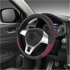Sun Walker Steering Wheel Cover, 15 inch Breathable Steering Wheel Protector with Anti-Slip Lining, Comfortable Wheel Wrap Cover for Most Vehicles, Universal Car Accessories (Red)