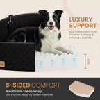 Dog Car Seat for Medium/Large Dogs, Memory Foam Dog Booster Seat with Thick Cushion up to 55 lbs or 2 Small Dogs, Travel Pet Car Seat with Detachable Washable Cover, 2 Safety Leashes (Black/Black)