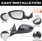 Left Driver Side Mirror Compatible with 2018-2022 Honda Accord LX Sport Power Glass | Heated | with Blind Spot | Manual Folding Repalces HO1320329 (7Pins-Black)