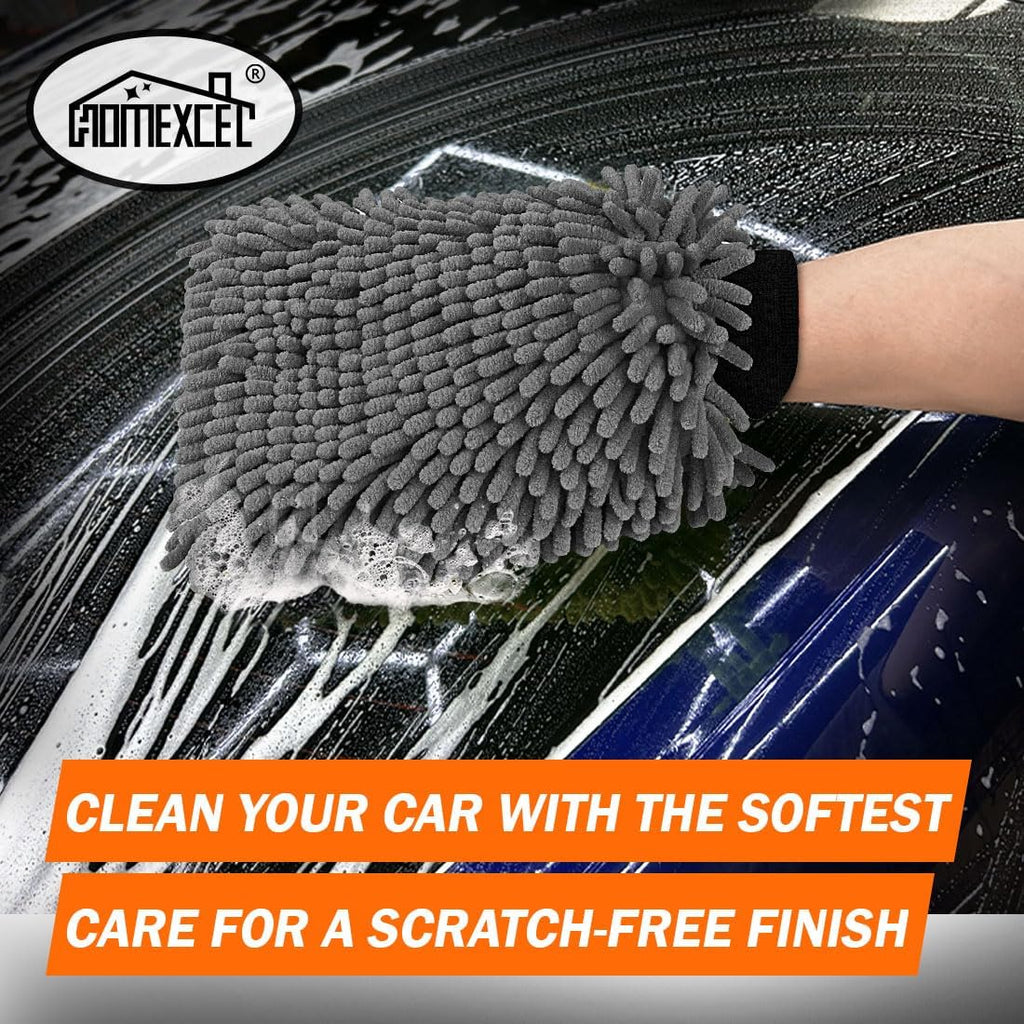 Chenille Car Wash Mitt (2-Pack) — Scratch-Free Microfiber Gloves