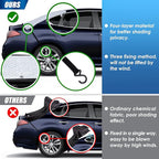 Car Rear Windshield Cover, 4-Layer Waterproof Back Window Protector for Ice and Snow Sun UV Rays Dust, Winter Hail Frost Shield, with Windproof Strap - Fits Most Sedans, SUV | Medium