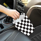 Car Trash Bag Black and White Chess Waterproof Trash Small Car Can Portable Collapsible Car Garbage Can Hanging for Back Seat Floor or Hanging Headrest Car Decor Road Trip Essentials