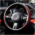 2PCS/Set Car Steering Wheel Cover, Leather Segmented Anti-Slip Automotive Wheel Protector, Soft Breathable Vehicle Steering Protection Covers, Universal Interior Accessories (Wine Red)