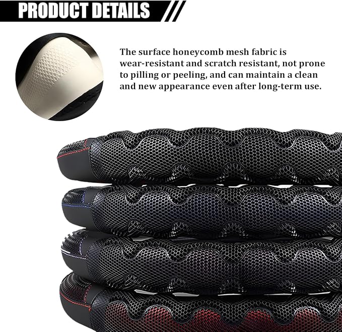 Car Steering Wheel Cover, 14.5-15" Anti-Slip Steering Wheel Protector with 3D Honeycomb Massage Grip, Comfortable Auto Interior Decor Accessories, Universal for SUV Van Truck (Black/Purple)