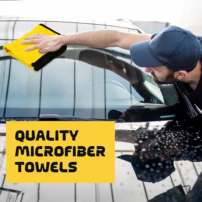 60 Pcs Yellow Microfiber Towels: 16"x16" Microfiber Drying Towels Bulk Micro Fiber Car Cleaning Cloth for Cars Drying Washing Polishing Cleaning Household Supplies